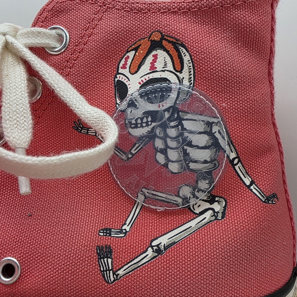 Pink High-Top Sneakers with Skeleton Design - Picture 2 of 8